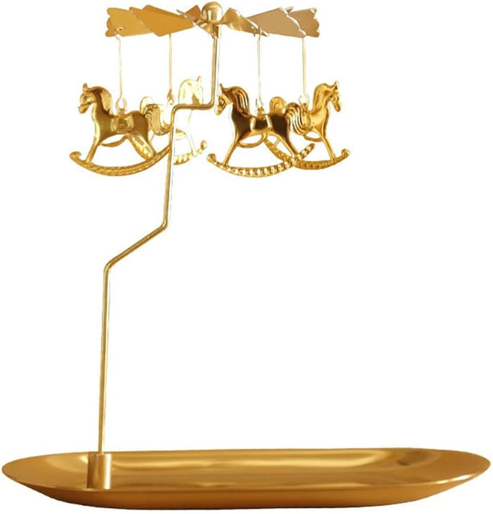 Spinning Candle Holder with Tray, Golden Candle Spinner,Rotating Metal Tea Light Candle Holder fo... | Amazon (US)