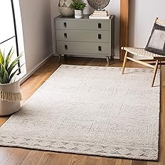 SAFAVIEH Abstract Collection 9' x 12' Ivory/Grey ABT349F Handmade Premium Wool Area Rug | Amazon (US)