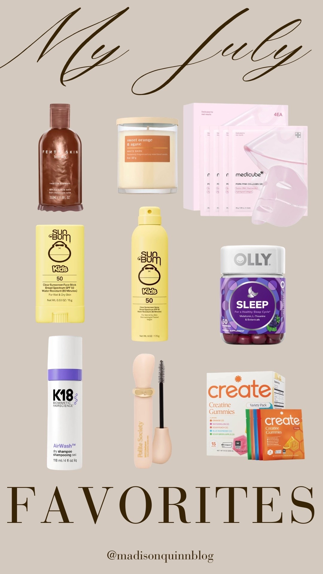 These were my favorites for July! 

Beauty sunscreen spf mask sleep creatine mascara dry shampoo candle best sellers my picks

#LTKgrwm #LTKmomlife #LTKselfcare