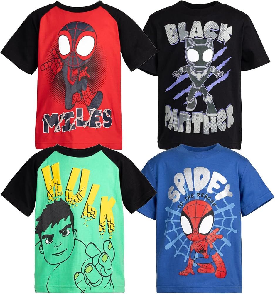 Marvel Avengers Spidey and His Amazing Friends 4 Pack T-Shirts Toddler to Big Kid | Amazon (US)