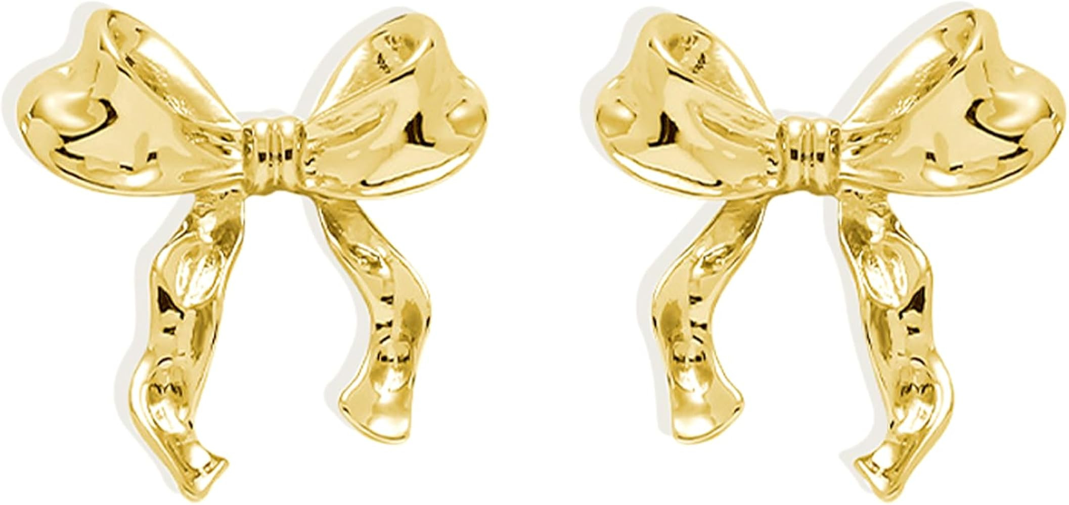 Badu Christmas Gold/Silver Bow Earrings For Women Ribbon Dainty Cute Stud Earrings Gift | Amazon (US)