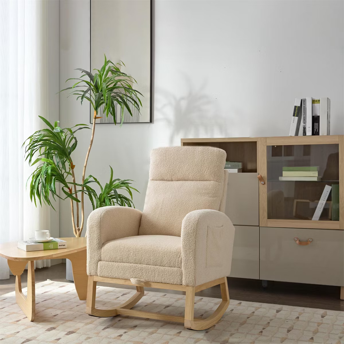 Modern Nursery Rocking Chair, Accent Glider Rocker with Foot Rest & Side Pocket, Upholstered Armc... | Target