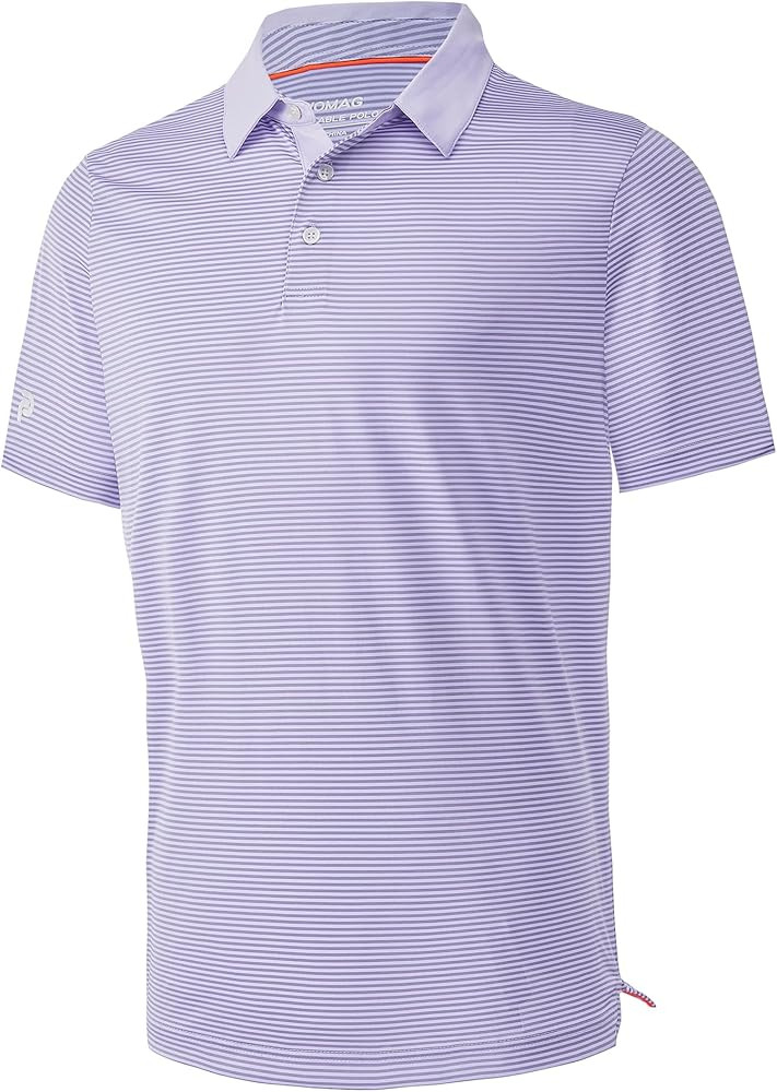 Mens Golf Polo Shirt Moisture Wicking Dry Fit Performance Athletic Short Sleeve Striped Golf Shir... | Amazon (US)