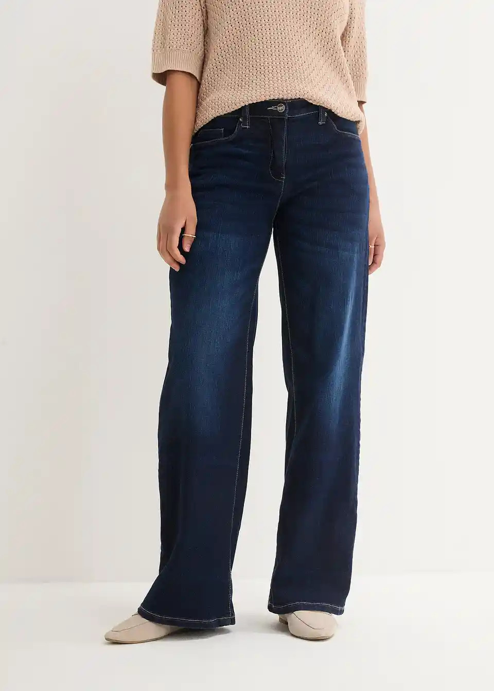 Wide-Leg-Jeans Mid Waist, Bequembund | Bonprix DE