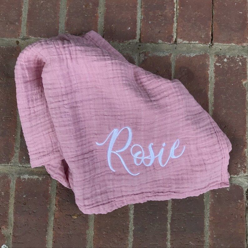 Personalized Rose Muslin Swaddle Blanket-Dusty | Etsy | Etsy (US)
