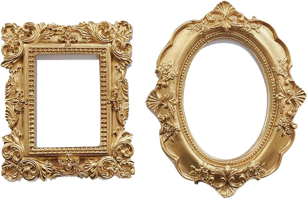 2 Pcs Mini Gold Picture Frames, Tiny Vintage Picture Frames Antique Small Photo Frame for Home Ho... | Amazon (US)
