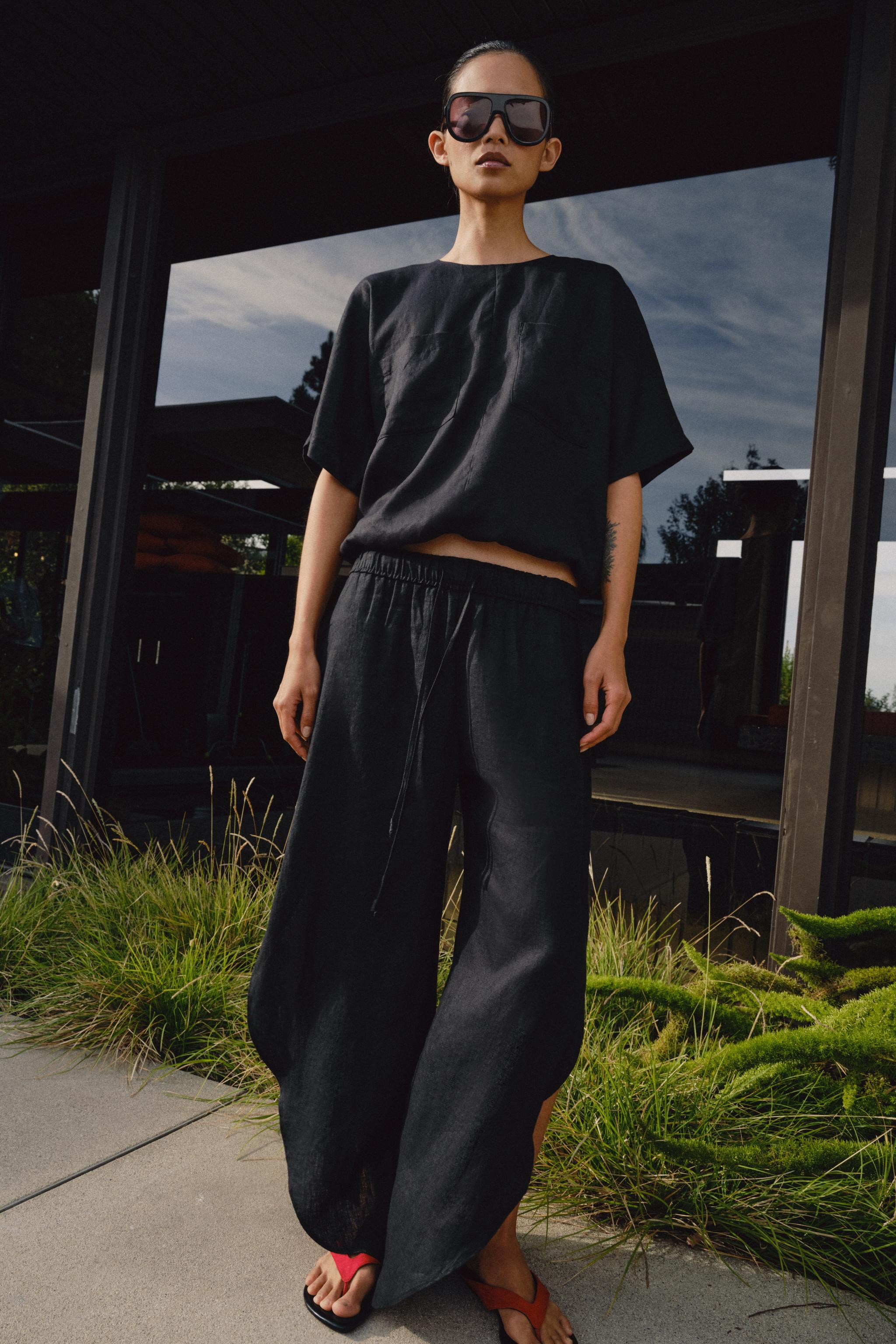 100% LINEN LACED TOP ZW COLLECTION | Zara Canada