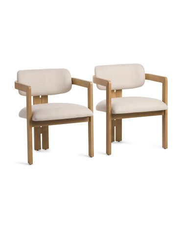 Set Of 2 Solid Wood Curve Back Dining Chairs | Marshalls