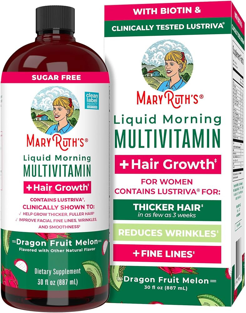 MaryRuth's Liquid Multivitamin + Lustriva® Hair Growth | Biotin 10000mcg | Vitamin D | B Vitamin... | Amazon (US)