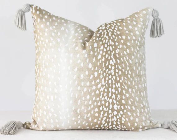 Antelope tassel throw pillow, Antelope Pillow Cover, Animal Print Pillow Cover, 20x20 Pillow Cove... | Etsy (US)
