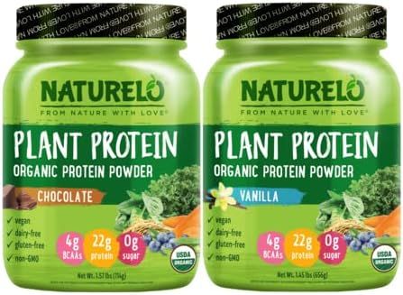 NATURELO Vegan Plant Protein Powder - Vanilla and Chocolate Bundle - 40 Servings | Amazon (US)