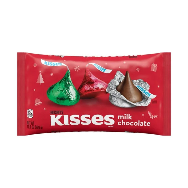 HERSHEY'S, KISSES Milk Chocolate Candy, Christmas, 10.1 oz, Bag - Walmart.com | Walmart (US)
