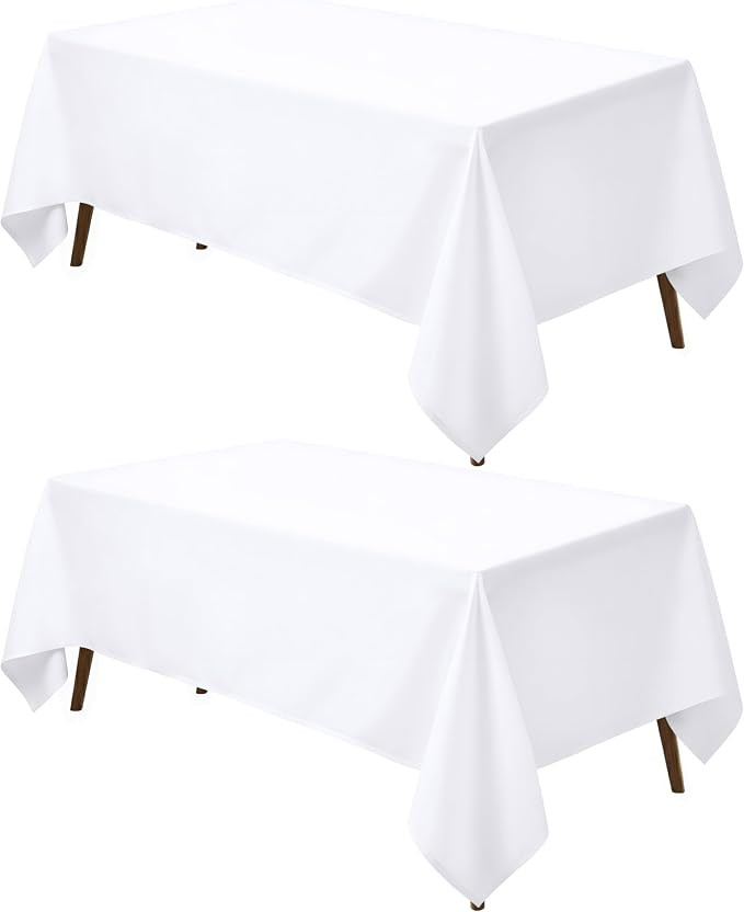Utopia Kitchen Rectangle Table Cloth 2 Pack(60x102 Inches, White), Tablecloth Machine Washable, P... | Amazon (US)