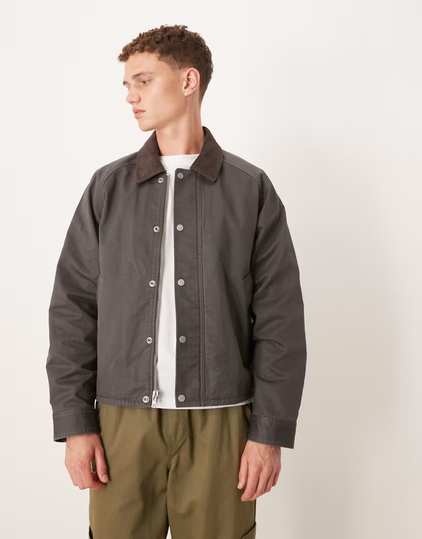 Abercrombie & Fitch lightweight cropped barn jacket in navy-Green | ASOS (Global)