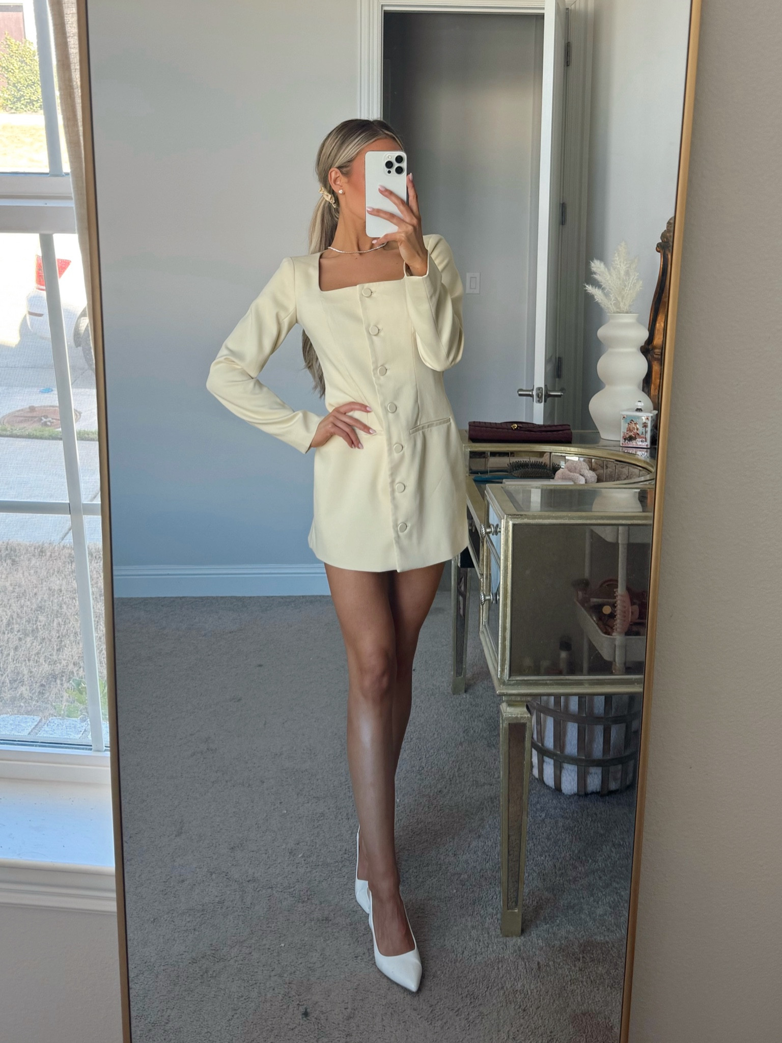 Obsessed with this mini dress!✨ wearing  XXS petite. Also comes in black and olive green

Abercrombie. Spring style. Yellow. Workwear. Outfit idea. Outfit inspo. Ootd. Ootn. Petite

#LTKWorkwear #LTKSeasonal #LTKFindsUnder100