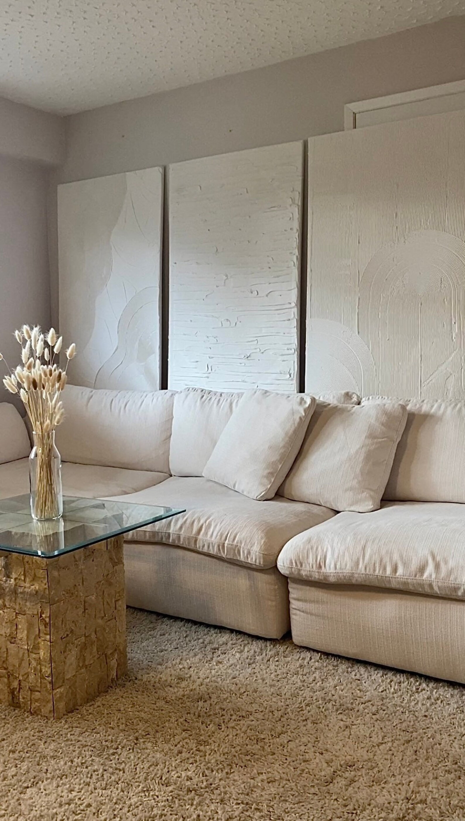 LARGE 3 PIECE BUNDLE plaster art | canvas plaster art | fluted | 3d wall art | canvas art | paint... | Etsy (US)