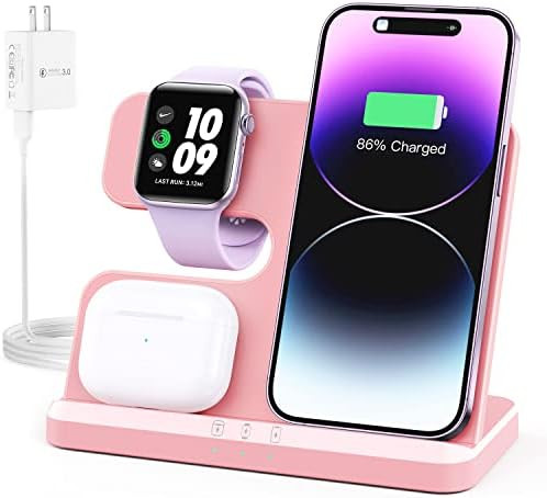 JARGOU 3 in 1 Charging Station for Apple Wireless Charger for iPhone 17 16e 16 15 14 13 12 11 X 8... | Amazon (US)