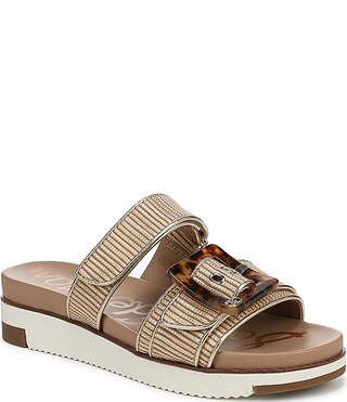 Sam Edelman Adrianna Raffia Tortoise Buckle Platform Slide Sandals | Dillard's | Dillard's
