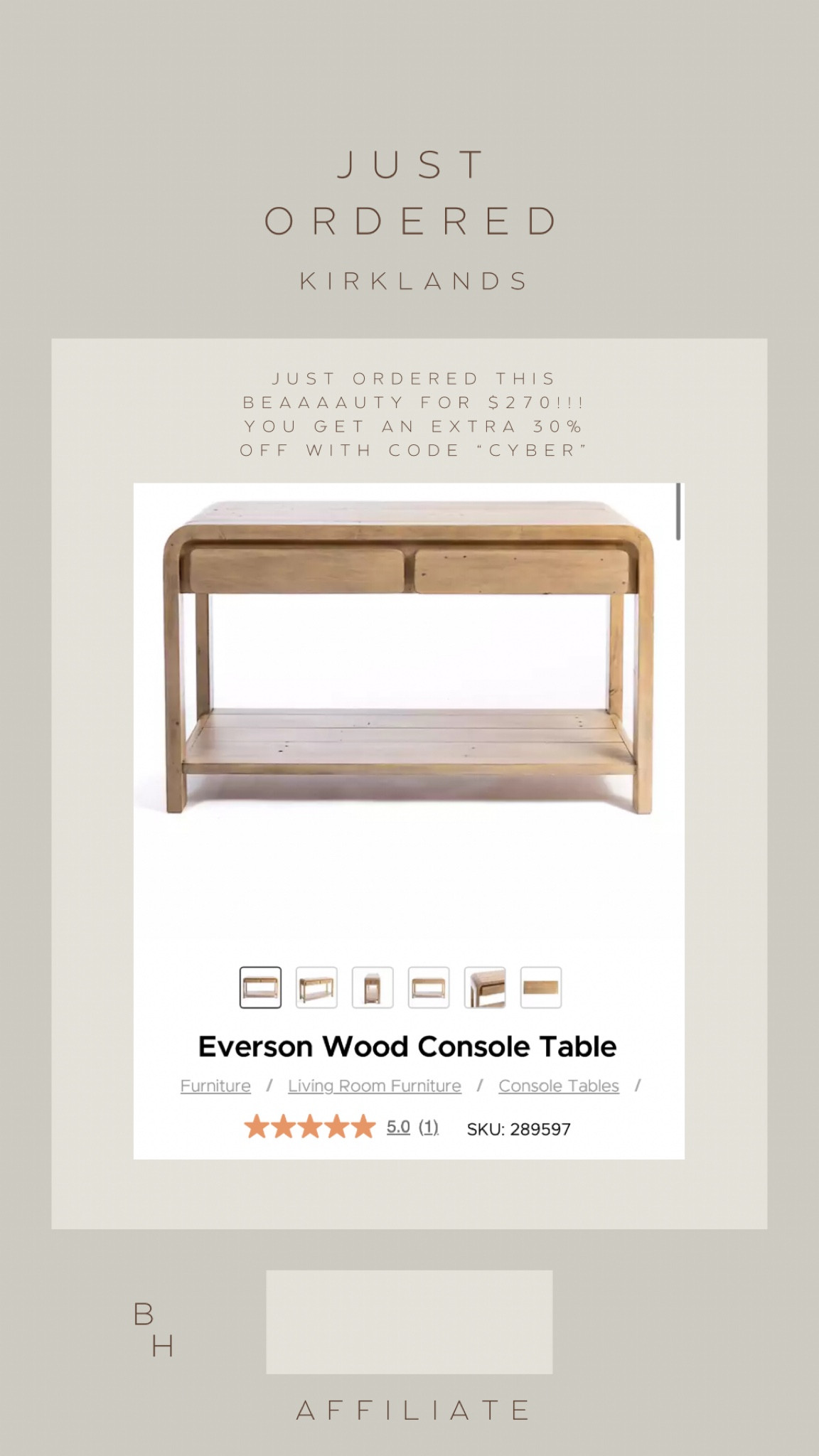 Just ordered this console table from kirklands! $270 for cyber Monday

#LTKCyberWeek #LTKHoliday #LTKhome