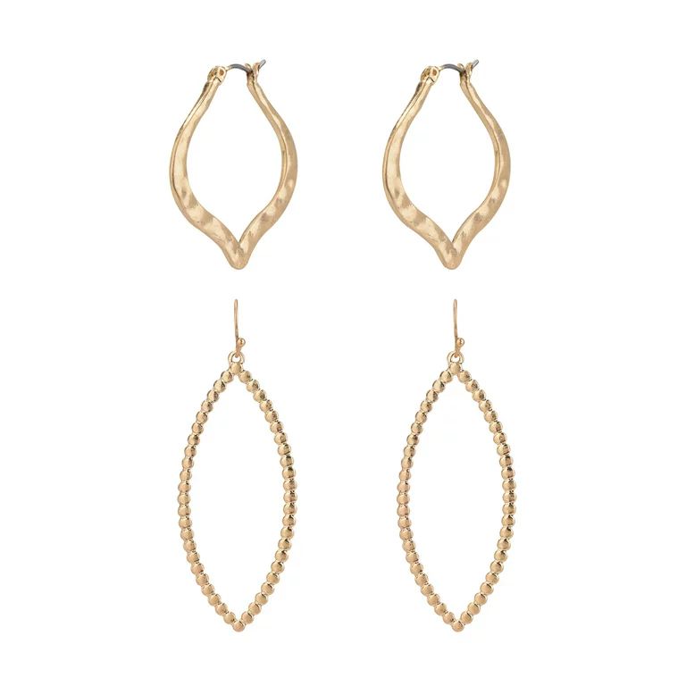 The Pioneer Woman Hammered Gold Open Drop Duo Earrings | Walmart (US)