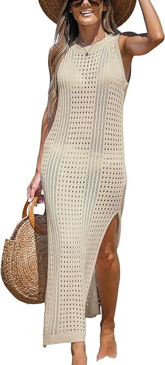 CUPSHE Women Cutout Bodycon Maxi Cover-Up Dress Crew Neck Sleeveless Cover Up Summer | Amazon (US)