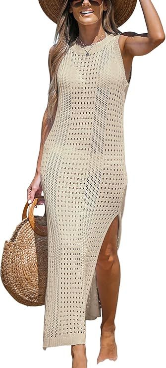 CUPSHE Women Cutout Bodycon Maxi Cover-Up Dress Crew Neck Sleeveless Cover Up Summer | Amazon (US)