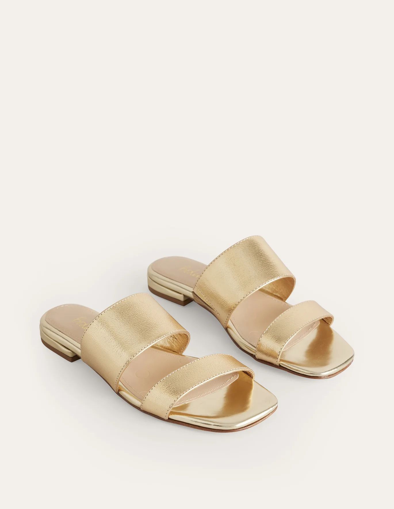 Two Strap Sandals - Gold Metallic Tumbled Leather | Boden (US)