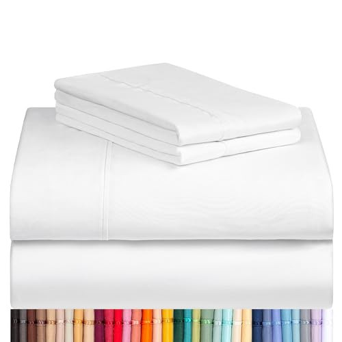 LuxClub 4 PC Queen Sheet Set, Bed Sheets Queen Size, Deep Pockets Wrinkle Free Cooling Bed Sheets Machine Washable Hotel Bedding Silky Soft - White Queen | Amazon (US)
