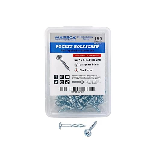 Massca Pocket-Hole Screw Self-Tapping Zinc Plated Screw – 1”, 1-1/4” Fine-Thread & 1”, 1-... | Amazon (US)