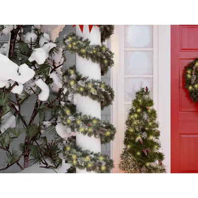Yukon Snow-Splashed Pre-Lit Garland | Wayfair North America