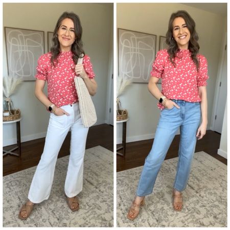 Amazon top two ways // fits tts in a small
White jeans are target 
Straight leg denim fits tts, great budget pair! 

#LTKstyletip #LTKunder50