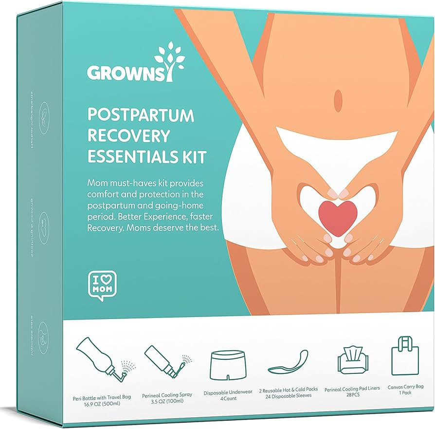 Grownsy Postpartum Essentials Recovery Kit for Labor & Delivery | Postpartum Kit for Women | Incl... | Amazon (US)