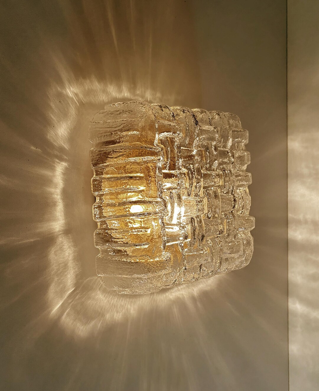 Vintage Glass Sconce , Mid Century Wall Lamp , Brutalist Retro Design Light Lighting , Kalmar Kin... | Etsy (US)