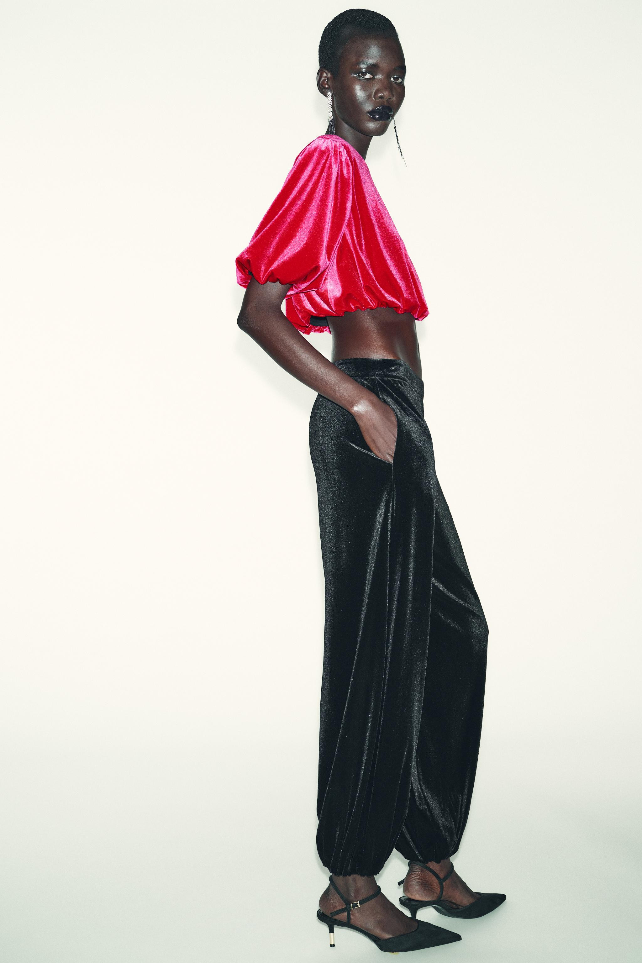 VELVET BALLOON TOP | Zara US