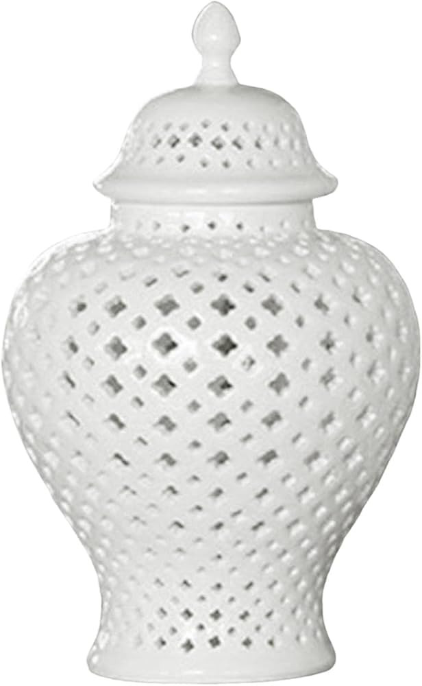 Luxury Ceramic Ginger Jar Display Lattice Hollow Vase Temple Jar Porcelain Storage Jars Ornaments... | Amazon (US)