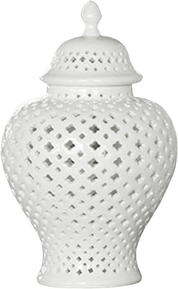 Luxury Ceramic Ginger Jar Display Lattice Hollow Vase Temple Jar Porcelain Storage Jars Ornaments... | Amazon (US)
