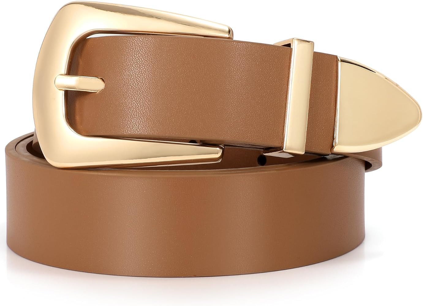 SUOSDEY Women's Leather Belts for Jeans Pants, Vintage Western Belt with Gold/Silver Buckle | Amazon (US)