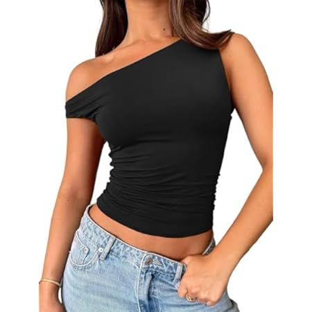 Trendy Queen Womens Off The Shoulder Tops Sleeveless Shirts Going Out Crop Tank Tops Slim Fitted Y2K Summer Outfits 2024 | Amazon (US)