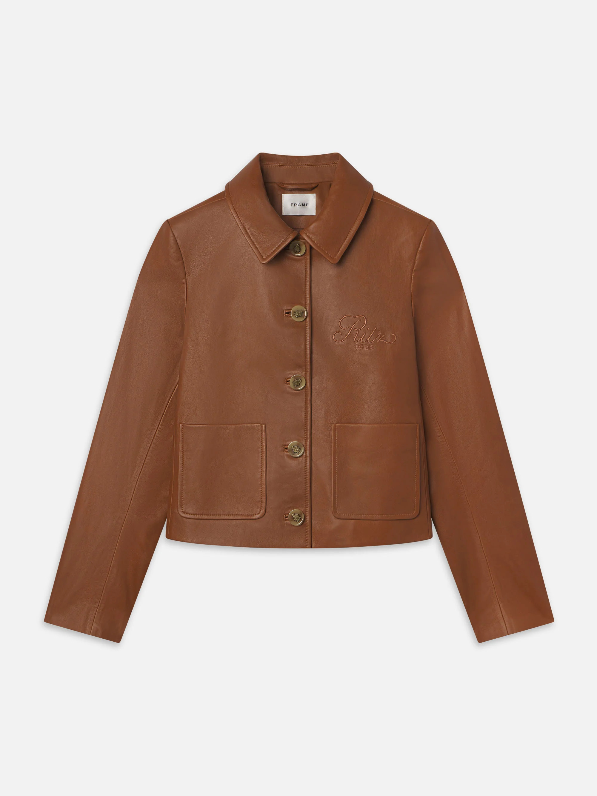 Ritz Femme Leather Jacket  in  Camel | Frame Denim