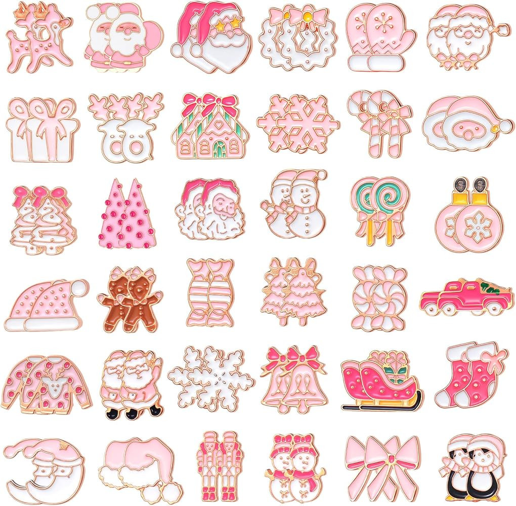 Nosiny 36 Pairs Pink Christmas Earrings Bulk for Women Funny Weird Dangle Drop Earrings Studs Cut... | Amazon (US)