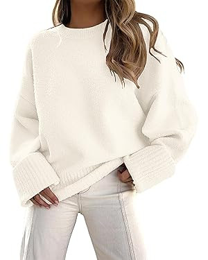 Jhsnjnr Women's Chunky Oversized Jumper Baggy Long Sleeve Knitwear Pullover Knitted Crew Neck Slo... | Amazon (UK)