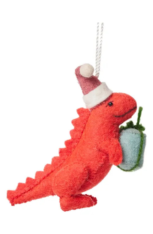 Craftspring Felt Wool T-Rex Dinoclaus Ornament in Red at Nordstrom | Nordstrom