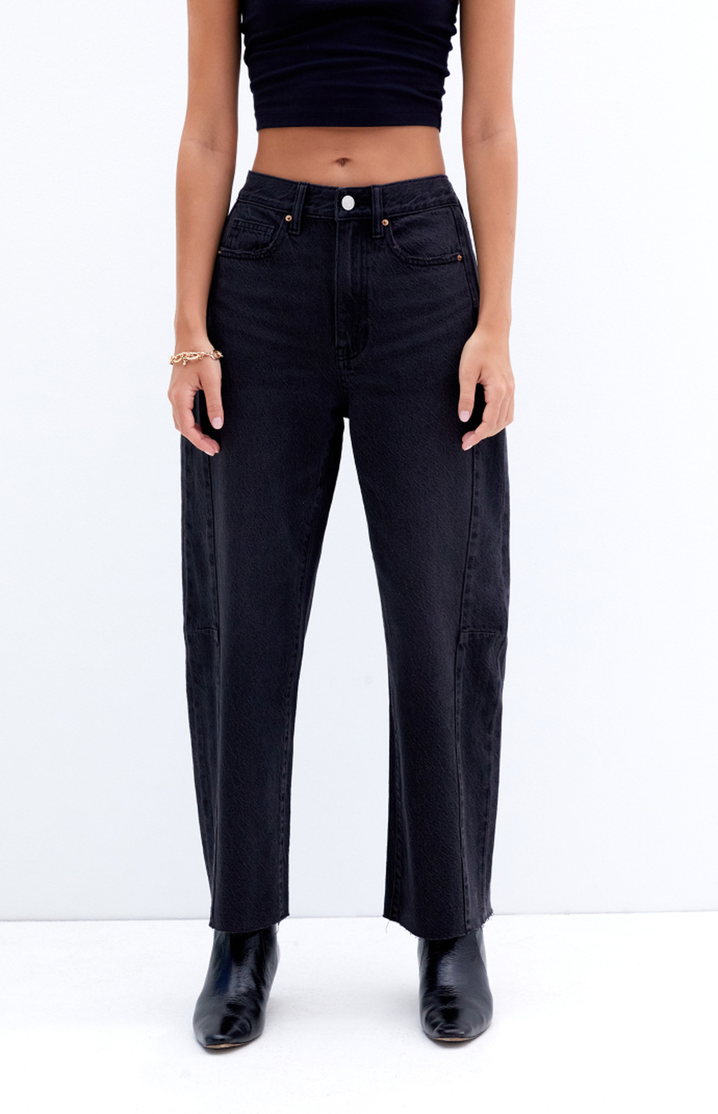 PacSun Black Cropped Barrel Jeans | PacSun