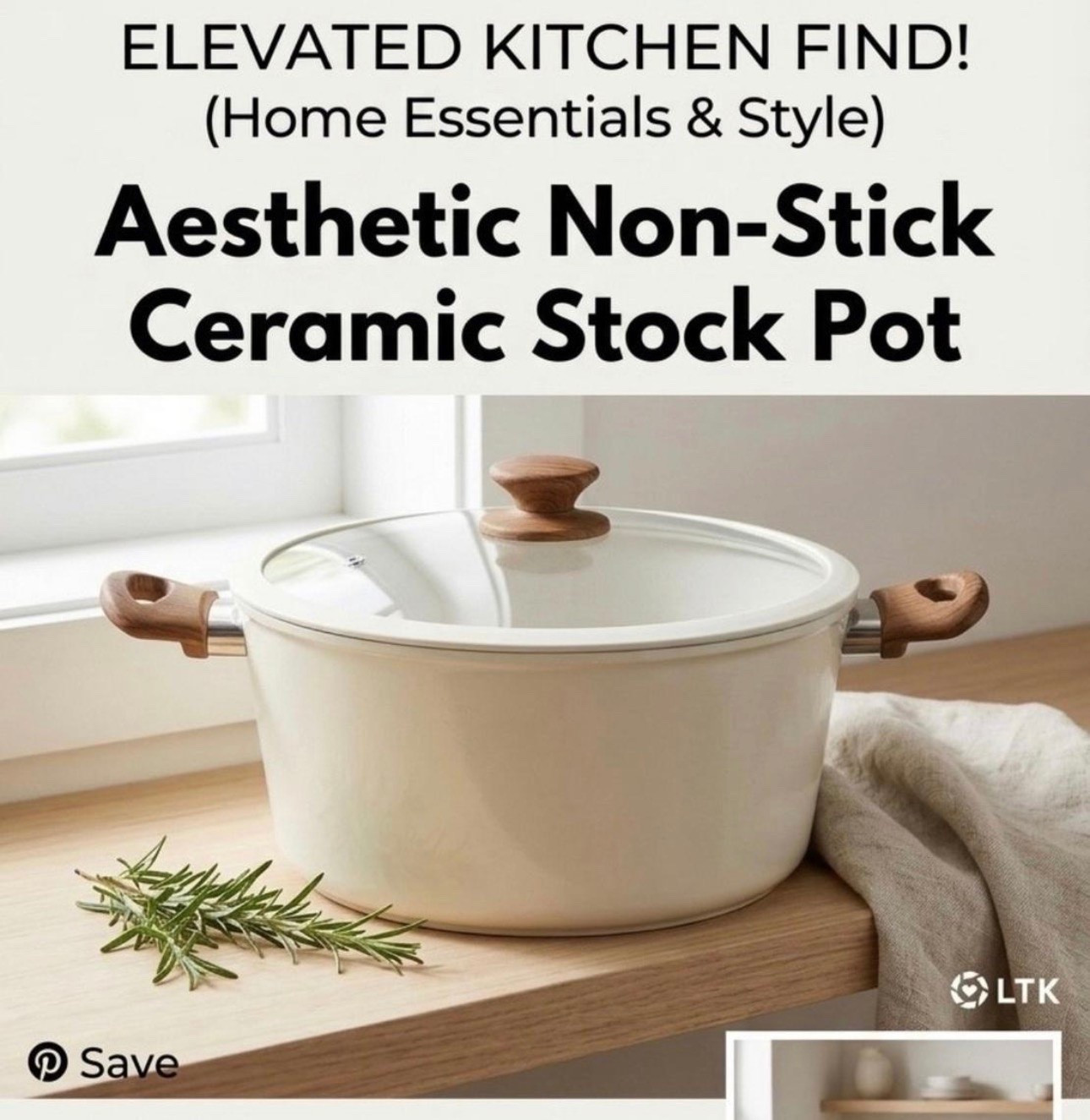 Elevated kitchen essentials on a budget. 👩‍🍳 This cream ceramic stock pot with the wood-effect handles is the perfect blend of functional and aesthetic. It looks so high-end sitting on the stove! Neutral lovers, this one is for you. #KitchenFinds #HomeDecor #NeutralAesthetic