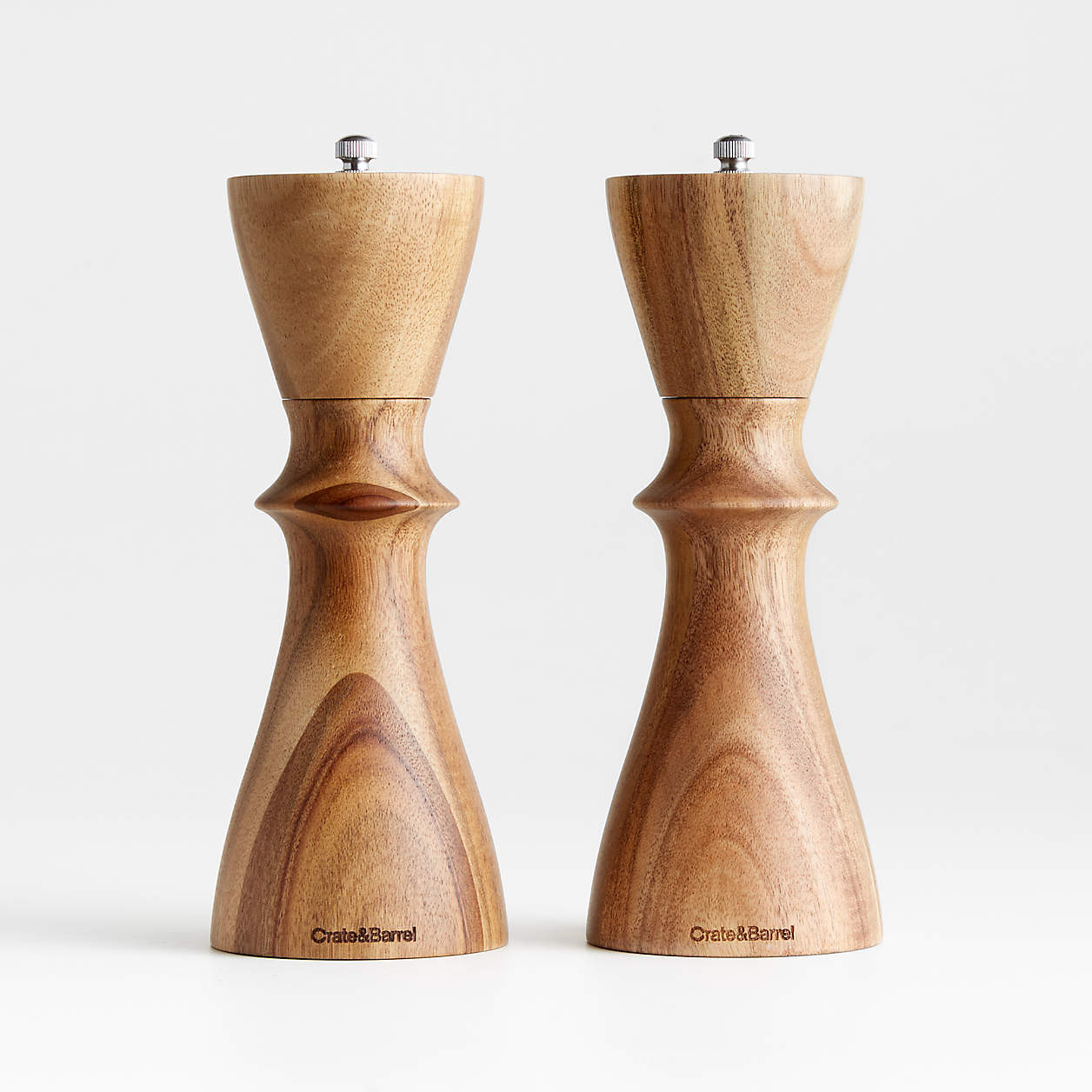 Crate & Barrel Aster Acacia Wooden Salt & Pepper Mill Grinder Set + Reviews | Crate & Barrel | Crate & Barrel