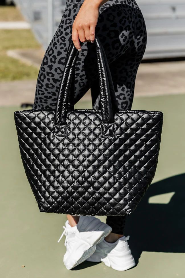 Chase After You Black Quilted Tote | Pink Lily