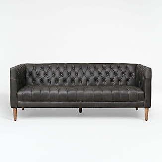 Rollins Chocolate Leather Sofa + Reviews | Crate & Barrel | Crate & Barrel