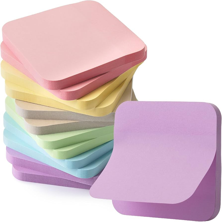 Mr. Pen- Sticky Note Set, 12 Pads, 720 Sheets, 2.8" x 2.8", 6 Pastel Color, Round Corner Colored ... | Amazon (US)