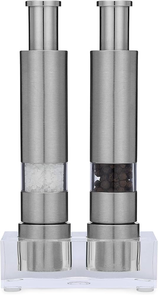 Salt and Pepper Grinder Set, Refillable, Manually Operated Pump & Grind, Thumb Press Peppermill, ... | Amazon (US)