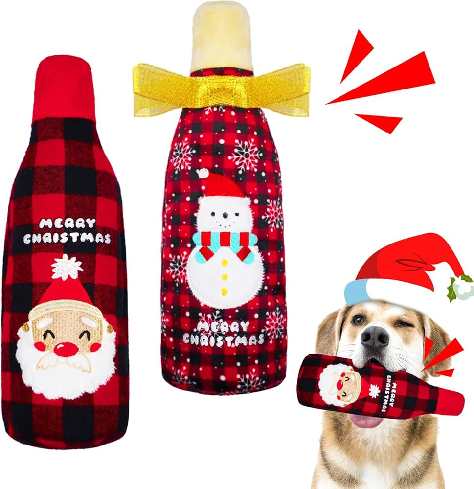 Christmas Dog Toys, 2 Pack Crunchy Water Bottle Dog Toys, Dog Gifts for Christmas, Squeaky Dog To... | Amazon (US)